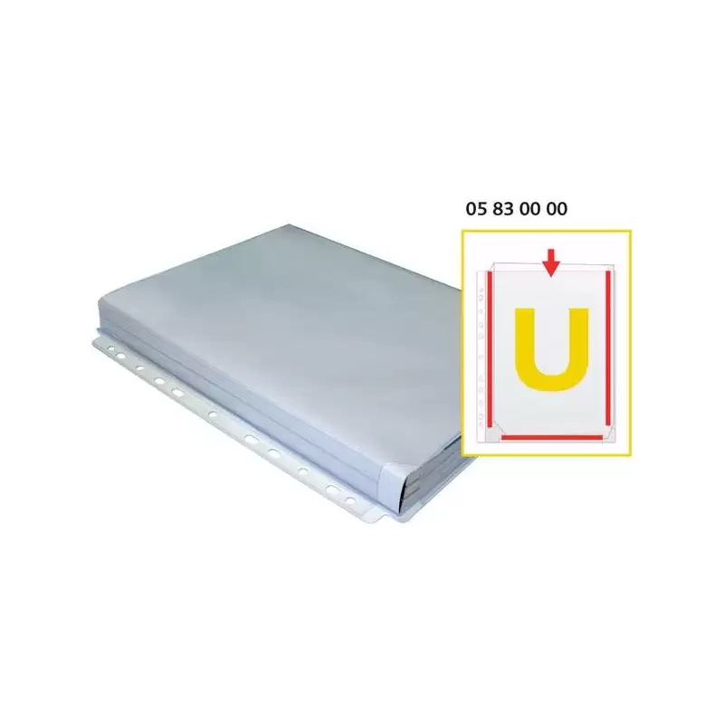 (05830000) GRAFOPLÁS BOLSA 5 FUNDAS A4 FUELLE EN U 11 TALADROS PVC TRANSPARENTE