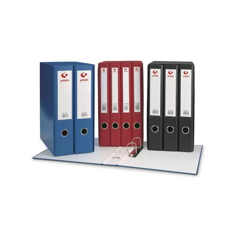 (07279251) GRAFOPLAS MÓDULO GRAFCOLOR 2 ARCHIVADORES PALANCA 2 ANILLAS MIXTAS 65MM FOLIO CUBIERTA FORRADA PP ROJO