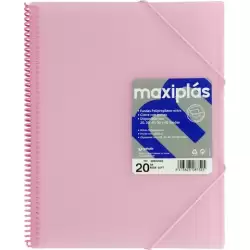 (39832093) GRAFOPLÁS CARPETA CON FUNDAS MAXIPLÁS ESPIRAL A4 20 FUNDAS C/SOBRE PP RÍGIDO TRANSLÚCIDO ROSA SOFT