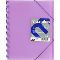 (39832095) GRAFOPLÁS CARPETA CON FUNDAS MAXIPLÁS ESPIRAL A4 20 FUNDAS C/SOBRE PP RÍGIDO TRANSLÚCIDO LAVANDA SOFT