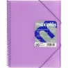 (39832095) GRAFOPLÁS CARPETA CON FUNDAS MAXIPLÁS ESPIRAL A4 20 FUNDAS C/SOBRE PP RÍGIDO TRANSLÚCIDO LAVANDA SOFT