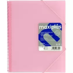 (39833093) GRAFOPLÁS CARPETA CON FUNDAS MAXIPLÁS ESPIRAL A4 30 FUNDAS C/SOBRE PP RÍGIDO TRANSLÚCIDO ROSA SOFT