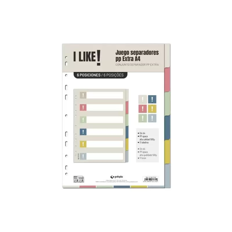 (41262700) GRAFOPLÁS SEPARADORES 6 POSICIONES A4 11 TALADROS PP I LIKE 3