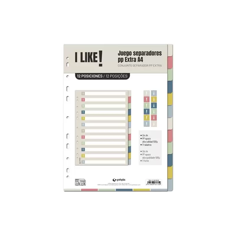 (41262800) GRAFOPLÁS SEPARADORES 12 POSICIONES A4 11 TALADROS PP I LIKE 3