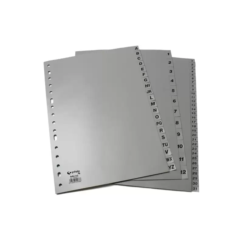 (44409071) GRAFOPLÁS JUEGO DE ABECEDARIO FOLIO 16 TALADROS PP OPACO GRIS