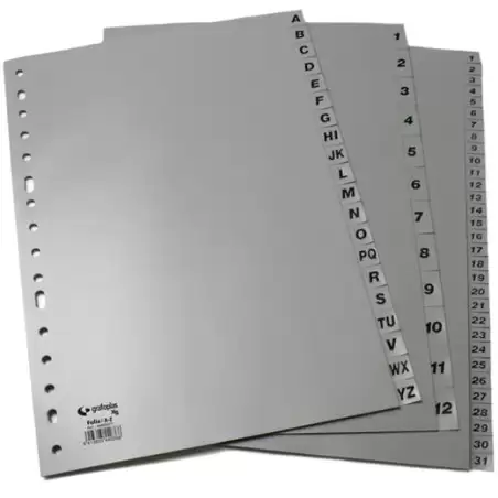 (44409071) GRAFOPLÁS JUEGO DE ABECEDARIO FOLIO 16 TALADROS PP OPACO GRIS