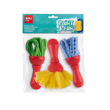 (19414) APLI PINCELES PAINT&FUN MAXI GOMA EVA Y ESPONJA PAINT & FUN C/SURTIDOS BOLSA 3 UD