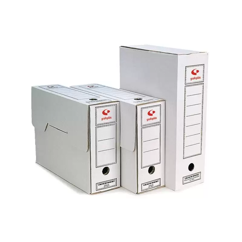 (70907900) GRAFOPLAS CAJA ARCHIVO DEFINITIVO FOLIO PROLONGADO CARTÓN MICROCANAL BLANCO PACK 50 UD