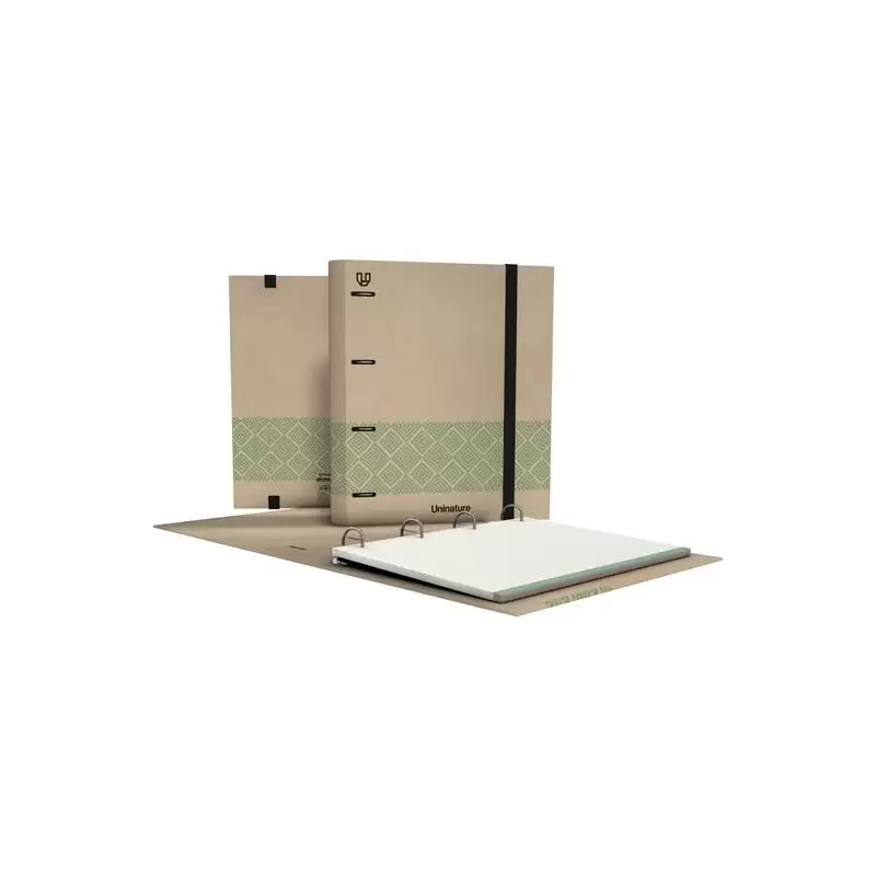 (88103620) GRAFOPLÁS CARPETA ANILLAS MIXTAS 4D35 CARPEBOOK A4 C/RECAMBIO 100H FORRADO UNINATURE VERDE