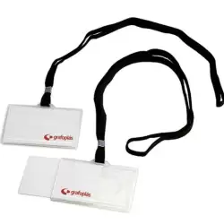 (09073000) GRAFOPLÁS PORTADISTINTIVOS INYECTADO + CORDON NEGRO 65X95MM  PACK -50U-