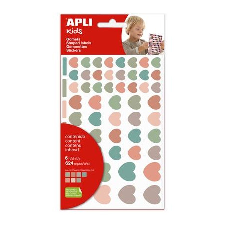 (19452) APLI GOMETS CORAZONES NORDIK REMOVIBLES 624U 6 HOJAS C/SURTIDOS