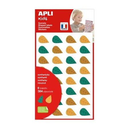 (19472) APLI GOMETS HOJAS DE ÁRBOLES REMOVIBLES 384U 6 HOJAS C/SURTIDOS