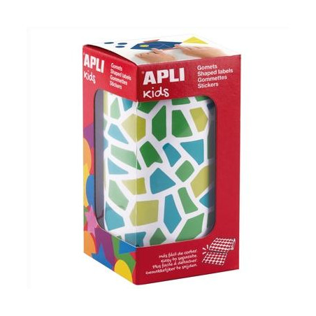 (19505) APLI GOMETS MOSAICOS REMOVIBLES 2460U 30 HOJAS TONOS AZULES SURTIDOS