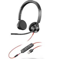 (8X221AA) HP POLY AURICULARES BLACKWIRE 3325 DIADEMA BINAURAL C/ MICRÓFONO CONTROL DE VOLUMEN CABLE USB- C/A +JACK 3