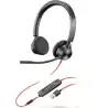(8X221AA) HP POLY AURICULARES BLACKWIRE 3325 DIADEMA BINAURAL C/ MICRÓFONO CONTROL DE VOLUMEN CABLE USB- C/A +JACK 3