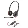 (8X228AA) HP POLY AURICULARES BLACKWIRE C3220 DIADEMA BIAURAL ESTÉREO MICRÓFONO CONTROL DE VOLUMEN CON ADAPTADOR USB-A/USB-C ...