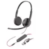 (8X229A6) HP POLY AURICULARES BLACKWIRE C3225 DIADEMA ESTÉREO C/ MICRÓFONO CONTROL DE VOLUMEN JACK 3.5MM CON ADAPTADOR USB-C ...