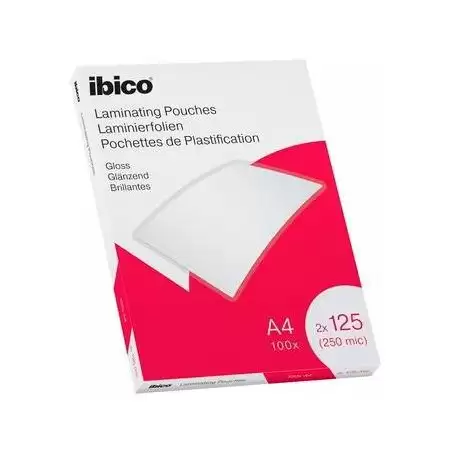 (627318) IBICO FUNDAS DE PLASTIFICAR 2X125 MICRAS A4 BRILLO PACK 100 UD
