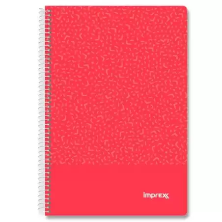(IMP0100) IMPREX CUADERNO ESPIRAL TAPA PP FOLIO 80H 90GR 4X4 ROJO