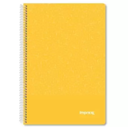 (IMP0102) IMPREX CUADERNO ESPIRAL TAPA PP FOLIO 80H 90GR 4X4 AMARILLO