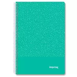 (IMP0103) IMPREX CUADERNO ESPIRAL TAPA PP FOLIO 80H 90GR 4X4 VERDE