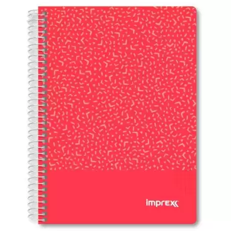 (IMP0104) IMPREX CUADERNO ESPIRAL TAPA PP A5 80H 90GR 4X4 ROJO