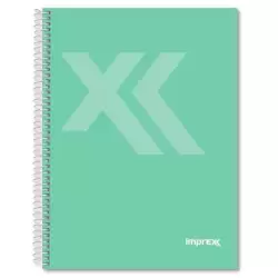 (IMP0111) IMPREX CUADERNO ESPIRAL TAPA FORRADA FOLIO 80H 90GR 4X4 VERDE