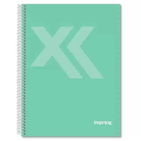 (IMP0111) IMPREX CUADERNO ESPIRAL TAPA FORRADA FOLIO 80H 90GR 4X4 VERDE