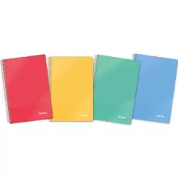 (IMP0119) IMPREX CUADERNO ESPIRAL TAPA PP FOLIO 80H 90GR 4X4 COLORES SURTIDOS