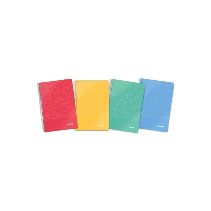(IMP0119) IMPREX CUADERNO ESPIRAL TAPA PP FOLIO 80H 90GR 4X4 COLORES SURTIDOS