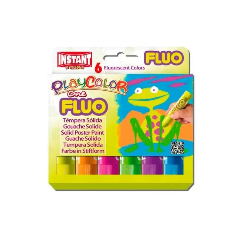 (10431) INSTANT TÉMPERAS SÓLIDAS ONE FLUO EN BARRA ESTUCHE DE 6 C/SURTIDOS FLUORESCENTES