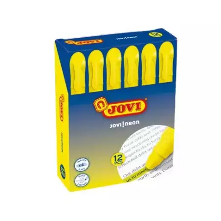 (1817) JOVI MARCADOR FLUORESCENTE JOVI!NEON DE GEL EN STICK 140MM AMARILLO CAJA 12 UD