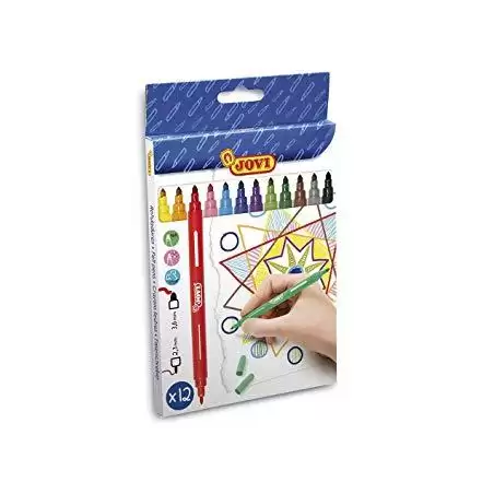 (1512) JOVI ROTULADORES DOBLE PUNTA 175MM ESTUCHE DE 12 C/SURTIDOS