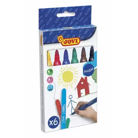 (1706) JOVI ROTULADORES MAXI 135MM COLORES SURTIDOS ESTUCHE 6 UD