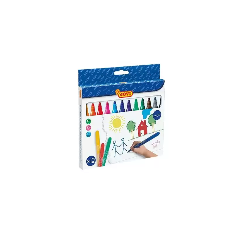 (1712) JOVI ROTULADORES MAXI 135MM COLORES SURTIDOS ESTUCHE 12 UD