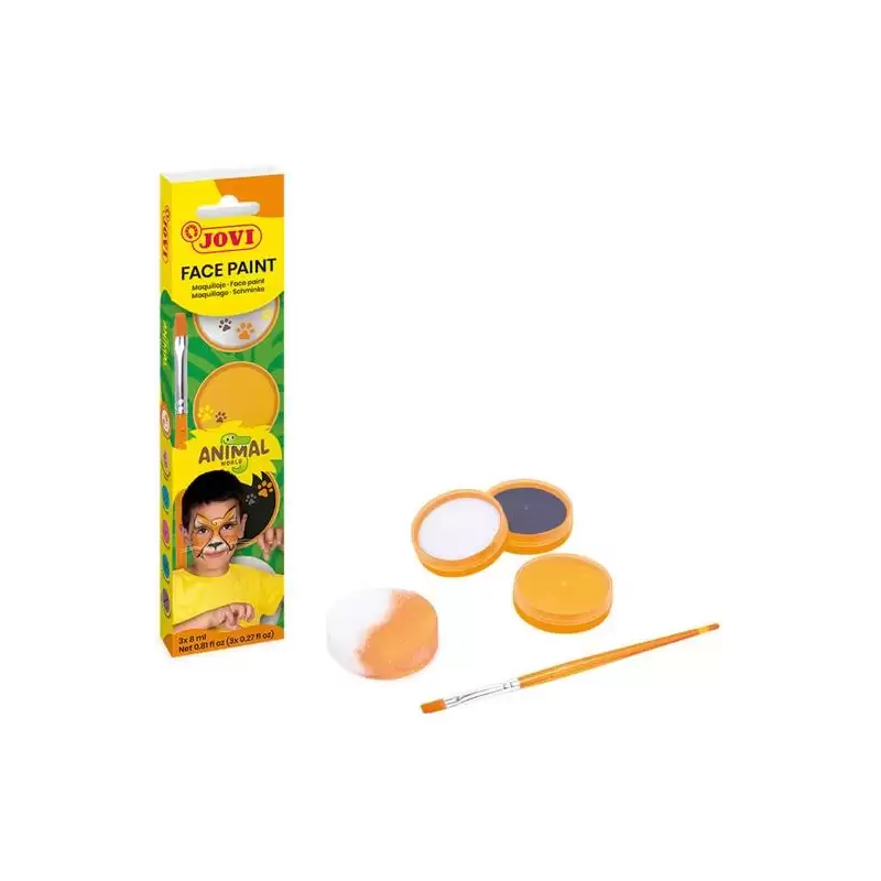 (174AN) JOVI MAQUILLAJE CREMA ESTUCHE 3 BOTES 8ML + ACCESORIOS ANIMALS