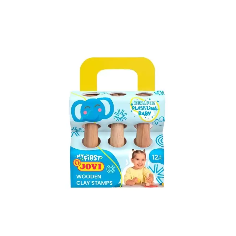(379/3WS) JOVI MALETÍN DE MODELAJE MY FIRST PLASTILINA BABY CON 3 SELLOS DE MADERA DIFERENTES TEXTURAS +12M