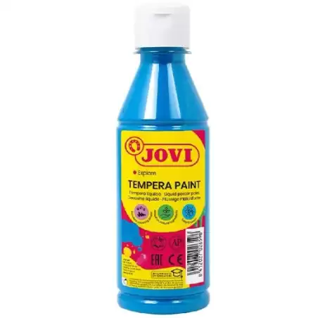 (50221) JOVI TÉMPERA LÍQUIDA AZUL CYAN BOTELLA DE 250ML