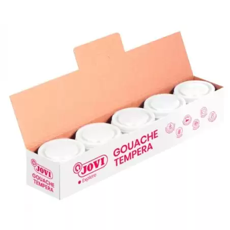 (50301) JOVI TÉMPERA ESCOLAR ESTUCHE 5 BOTES BLANCO DE 35ML
