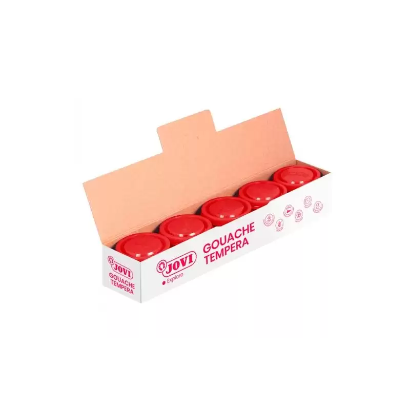 (50307) JOVI TÉMPERA ESCOLAR ESTUCHE 5 BOTES BERMELLÓN DE 35ML
