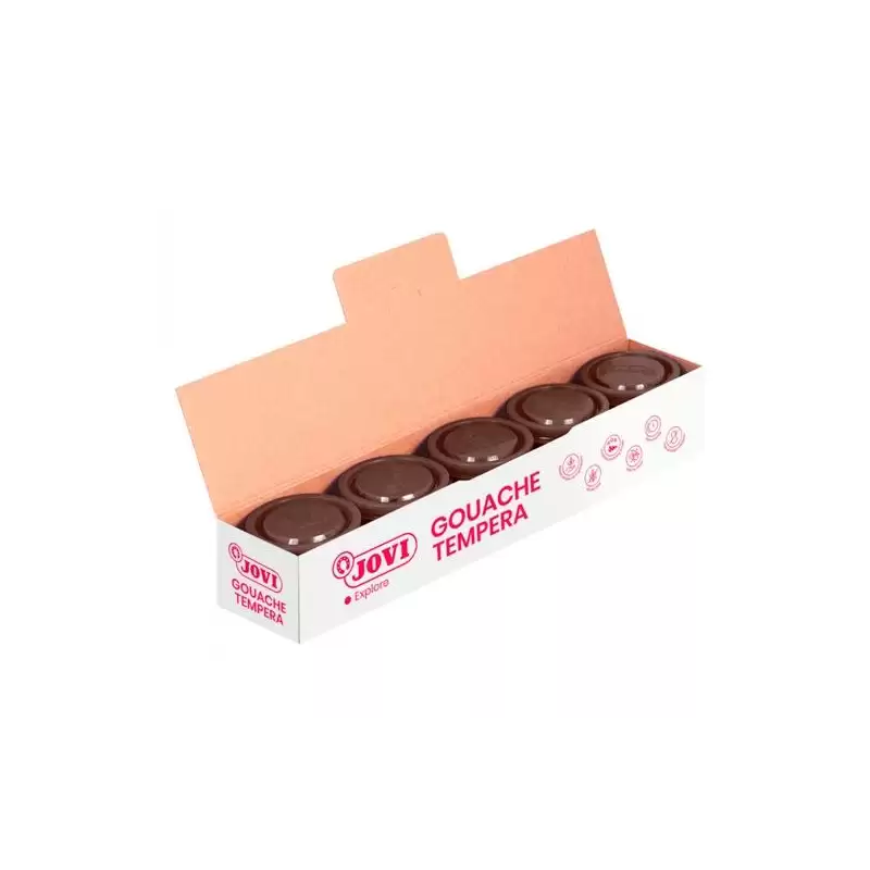 (50312) JOVI TÉMPERA ESCOLAR ESTUCHE 5 BOTES MARRÓN DE 35ML