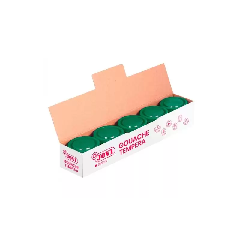 (50319) JOVI TÉMPERA ESCOLAR ESTUCHE 5 BOTES VERDE OSCURO DE 35ML