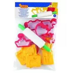 (7/6R) JOVI BOLSA COLGABLE CON 6 MOLDES + 6 MOLDES DE CORTE + RODILLO DE MODELAJE C/SURTIDOS