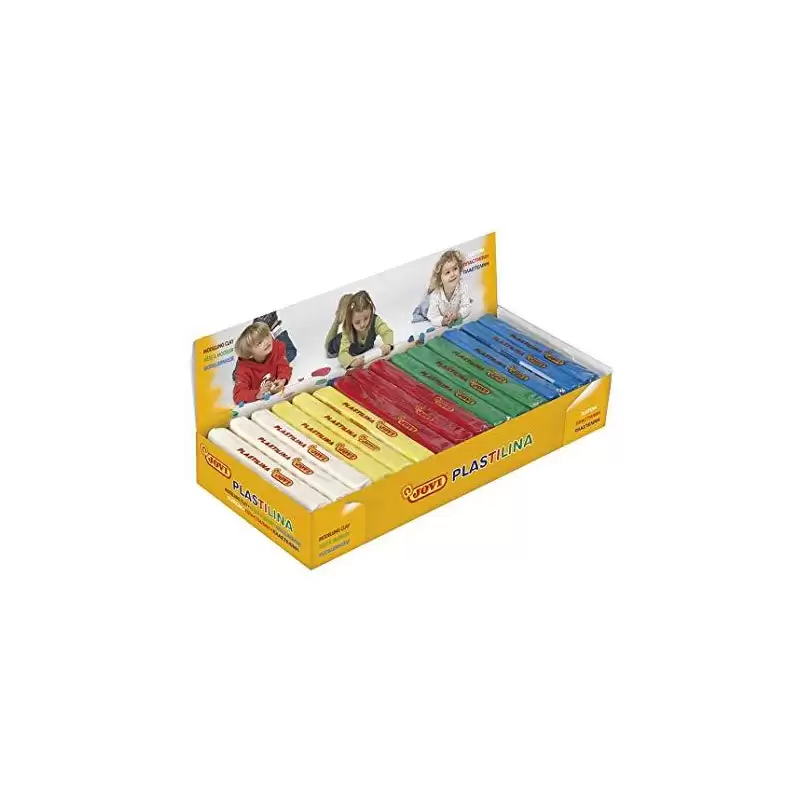 (71B) JOVI PLASTILINA PASTILLA 150GR 5 COLORES BÁSICOS SURTIDOS CAJA EXPOSITORA 15 UD