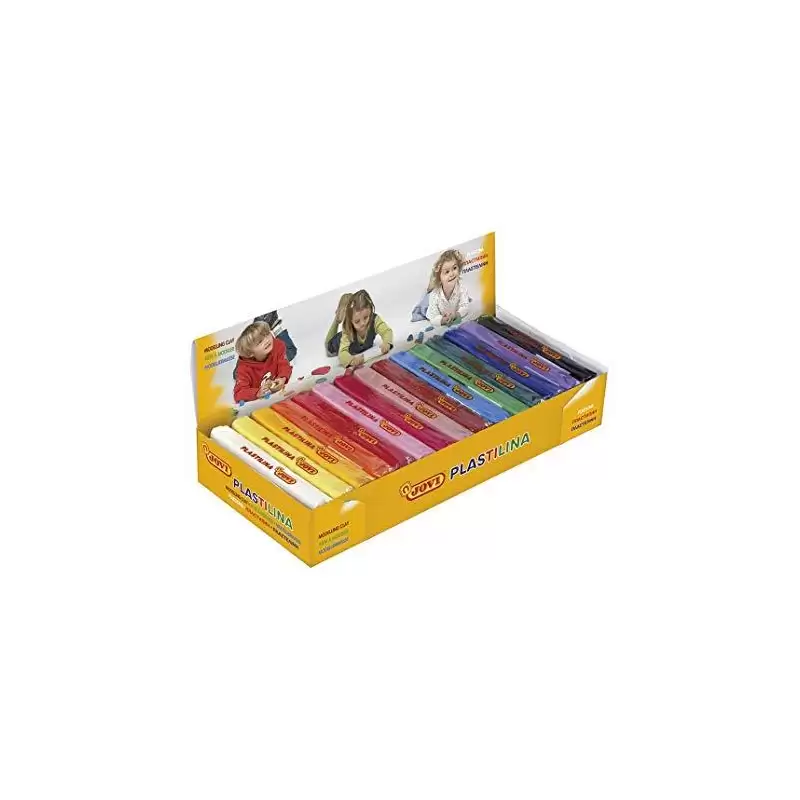 (71S) JOVI PLASTILINA PASTILLA 150GR COLORES SURTIDOS CAJA EXPOSITORA 15 UD