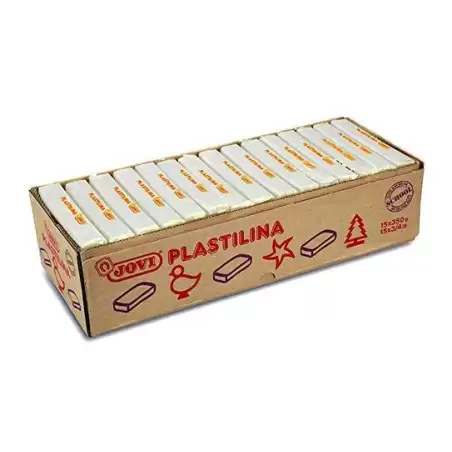 (7201) JOVI PLASTILINA PASTILLA 350GR UNICOLOR BLANCO CAJA 15 UD
