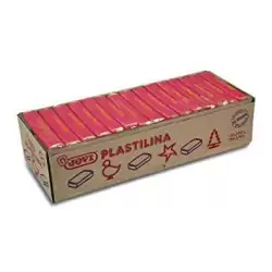 (7205) JOVI PLASTILINA PASTILLA 350GR UNICOLOR ROJO CAJA 15 UD
