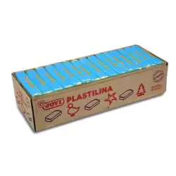 (7212) JOVI PLASTILINA PASTILLA 350GR UNICOLOR AZUL CLARO CAJA 15 UD