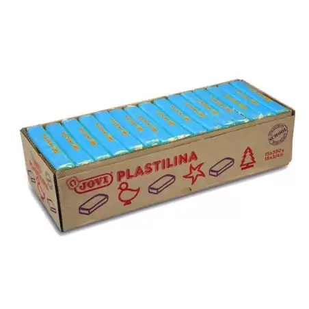 (7212) JOVI PLASTILINA PASTILLA 350GR UNICOLOR AZUL CLARO CAJA 15 UD