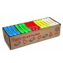 (72B) JOVI PLASTILINA PASTILLA 350GR 5 COLORES BÁSICOS SURTIDOS CAJA EXPOSITORA 15 UD